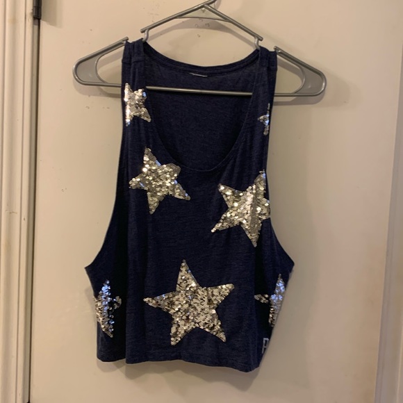 PINK Victoria's Secret Tops - VS Pink cropped sequin muscle tank